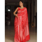 Seduva Women's Silk Printed Saree With Unstitched Blouse 5.5Mtr (Orange)