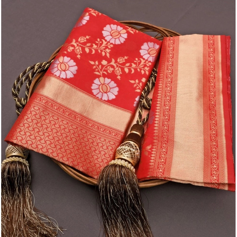 Seduva Women's Silk Printed Saree With Unstitched Blouse 5.5Mtr (White)