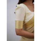 Seduva Women's Silk Printed Saree With Unstitched Blouse 5.5Mtr (Cream)