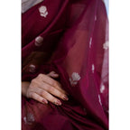Seduva Women's Cotton  Printed Saree With Unstitched Blouse 5.5Mtr (Maroon)