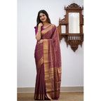 Seduva Women's Silk Printed Saree With Unstitched Blouse 5.5Mtr (Wine)