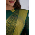 Seduva Women's Silk Printed Saree With Unstitched Blouse 5.5Mtr (Green)