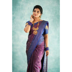 Seduva Women's Silk Printed Saree With Unstitched Blouse 5.5Mtr (Purple)