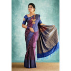 Seduva Women's Silk Printed Saree With Unstitched Blouse 5.5Mtr (Purple)