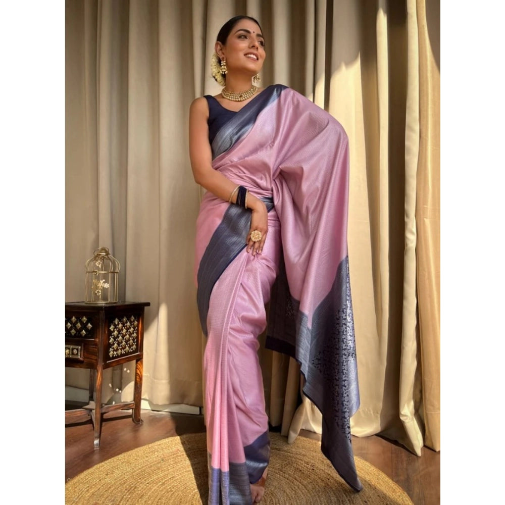 Seduva Women's Silk Printed Saree With Unstitched Blouse 5.5Mtr (Pink)