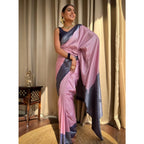 Seduva Women's Silk Printed Saree With Unstitched Blouse 5.5Mtr (Pink)