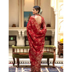 Seduva Women's Silk Printed Saree With Unstitched Blouse 5.5Mtr (Red)
