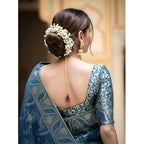 Seduva Women's Silk Printed Saree With Unstitched Blouse 5.5Mtr (Teal Blue)