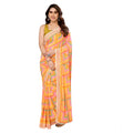 Seduva Women's Small Lace Georgette Printed Ready-to-Wear Saree With Unstitched Blouse 5.5 Mtr (Yellow)