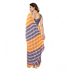 Seduva Women's Small Lace Georgette Striped Ready-to-Wear Saree With Unstitched Blouse 5.5 Mtr (Orange-Grey)