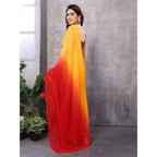 Seduva Women's Small Lace Georgette Solid Ready-to-Wear Saree With Unstitched Blouse 5.5 Mtr (Red-Orange)