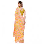 Seduva Women's Small Lace Georgette Printed Ready-to-Wear Saree With Unstitched Blouse 5.5 Mtr (Yellow)