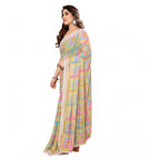 Seduva Women's Small Lace Georgette Printed Ready-to-Wear Saree With Unstitched Blouse 5.5 Mtr (Green)