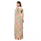 Seduva Women's Small Lace Georgette Printed Ready-to-Wear Saree With Unstitched Blouse 5.5 Mtr (Green)