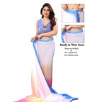 Seduva Women's Small Lace Georgette Solid Ready-to-Wear Saree With Unstitched Blouse 5.5 Mtr (Multicolor)