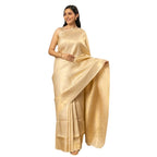 Seduva Women's Silk Printed Saree With Unstitched Blouse 5.5Mtr (Gold)