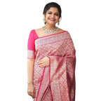 Seduva Women's Silk Printed Saree With Unstitched Blouse 5.5Mtr (Pink)
