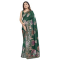 Seduva Women's Silk Printed Saree With Unstitched Blouse 5.5Mtr (Green)