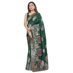 Seduva Women's Silk Printed Saree With Unstitched Blouse 5.5Mtr (Green)