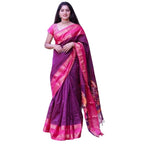 Seduva Women's Silk Printed Saree With Unstitched Blouse 5.5Mtr (Purple)