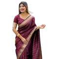 Seduva Women's Silk Printed Saree With Unstitched Blouse 5.5Mtr (Maroon)