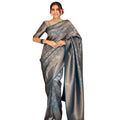 Seduva Women's Silk Printed Saree With Unstitched Blouse 5.5Mtr (Rama)