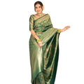 Seduva Women's Silk Printed Saree With Unstitched Blouse 5.5Mtr (Green)