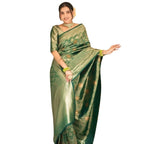 Seduva Women's Silk Printed Saree With Unstitched Blouse 5.5Mtr (Green)