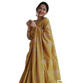 Seduva Women's Silk Printed Saree With Unstitched Blouse 5.5Mtr (Yellow)