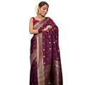 Seduva Women's Silk Printed Saree With Unstitched Blouse 5.5Mtr (Wine)