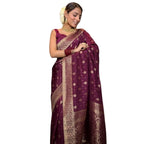 Seduva Women's Silk Printed Saree With Unstitched Blouse 5.5Mtr (Wine)