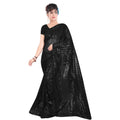 Seduva Women's Georgette Embellished Sequnece Bollywood Saree With Unstitched Blouse 5.5Mtr (Black)