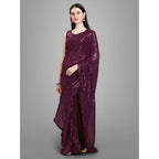Seduva Women's Georgette Embellished Sequnece Bollywood Saree With Unstitched Blouse 5.5Mtr (Purple)