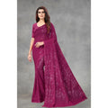 Seduva Women's Georgette Embellished Sequnece Bollywood Saree With Unstitched Blouse 5.5Mtr (Purple)