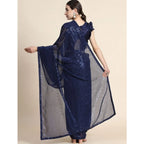 Seduva Women's Georgette Embellished Sequnece Bollywood Saree With Unstitched Blouse 5.5Mtr (Blue)