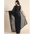 Seduva Women's Georgette Embellished Sequnece Bollywood Saree With Unstitched Blouse 5.5Mtr (Black)