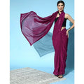 Seduva Women's Georgette Embellished Sequnece Bollywood Saree With Unstitched Blouse 5.5Mtr (Wine)