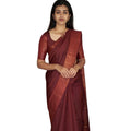 Seduva Women's Silk Printed Saree With Unstitched Blouse 5.5Mtr (Maroon)