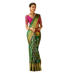 Seduva Women's Silk Printed Saree With Unstitched Blouse 5.5Mtr (Green)