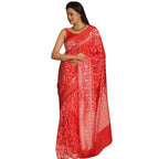 Seduva Women's Silk Printed Saree With Unstitched Blouse 5.5Mtr (Orange)