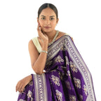 Seduva Women's Silk Printed Saree With Unstitched Blouse 5.5Mtr (Purple)