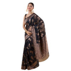 Seduva Women's Silk Printed Saree With Unstitched Blouse 5.5Mtr (Black)
