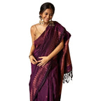 Seduva Women's Silk Printed Saree With Unstitched Blouse 5.5Mtr (Wine)