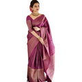 Seduva Women's Silk Printed Saree With Unstitched Blouse 5.5Mtr (Purple)