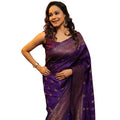 Seduva Women's Silk Printed Saree With Unstitched Blouse 5.5Mtr (Purple)