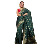 Seduva Women's Silk Printed Saree With Unstitched Blouse 5.5Mtr (Green)