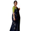 Seduva Women's Silk Printed Saree With Unstitched Blouse 5.5Mtr (Navy Blue)