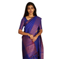 Seduva Women's Silk Printed Saree With Unstitched Blouse 5.5Mtr (Blue)