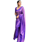 Seduva Women's Silk Printed Saree With Unstitched Blouse 5.5Mtr (Blue)