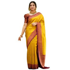 Seduva Women's Silk Printed Saree With Unstitched Blouse 5.5Mtr (Yellow)